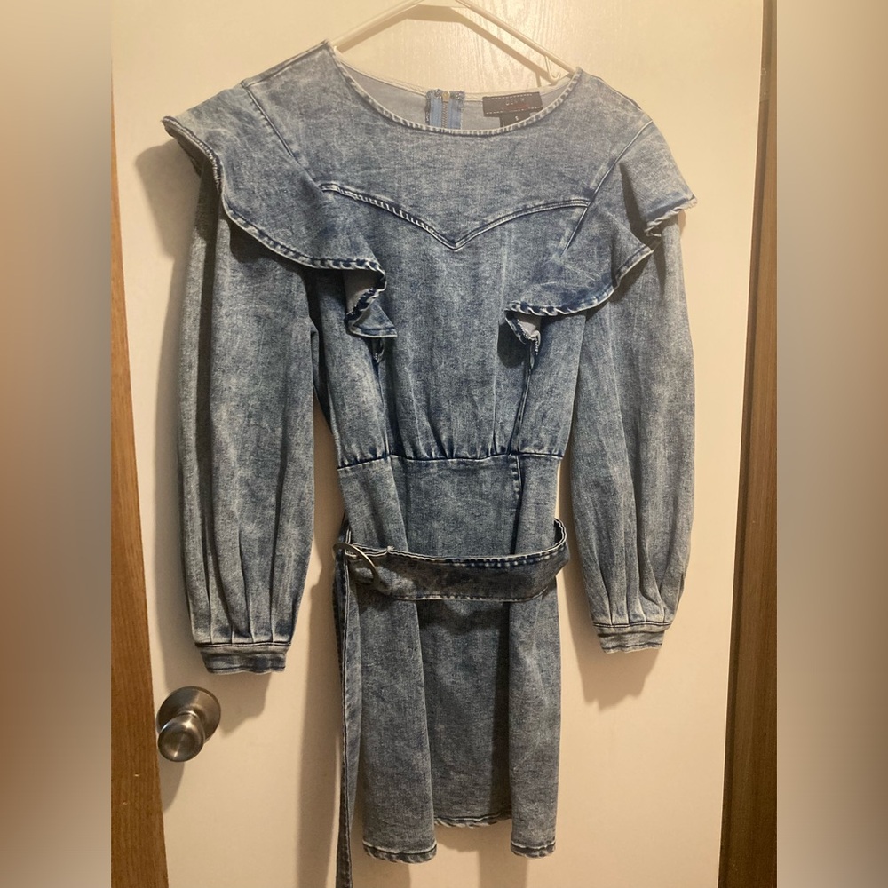 Flying Tomato denim belted dress